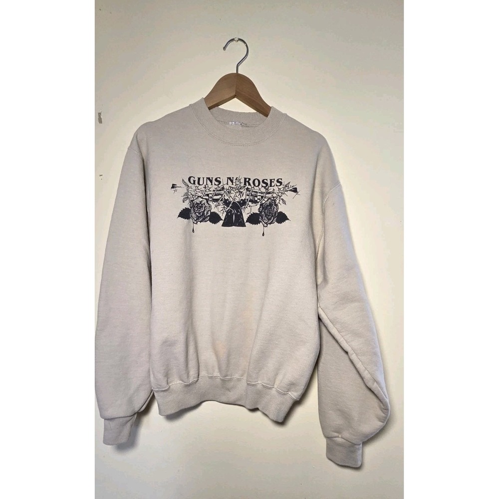 Guns N Roses Crew Neck Sweater Pullove Size Small Cream Concert 80s 90s